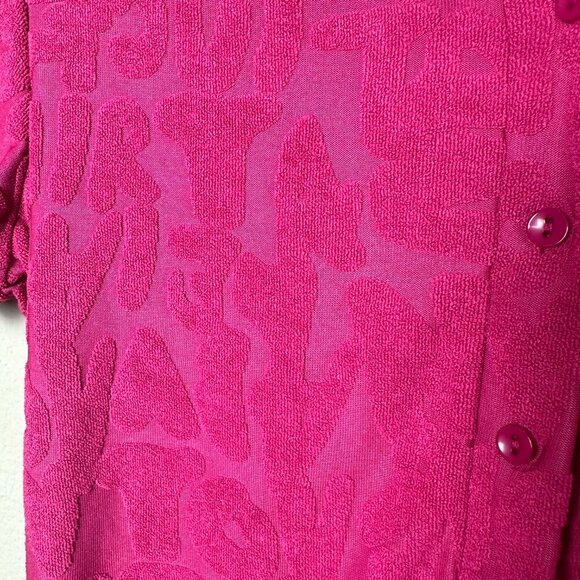 Terrycloth Hot Pink Semi Sheer Romper Shorts Set Size Medium - Picture 4 of 12